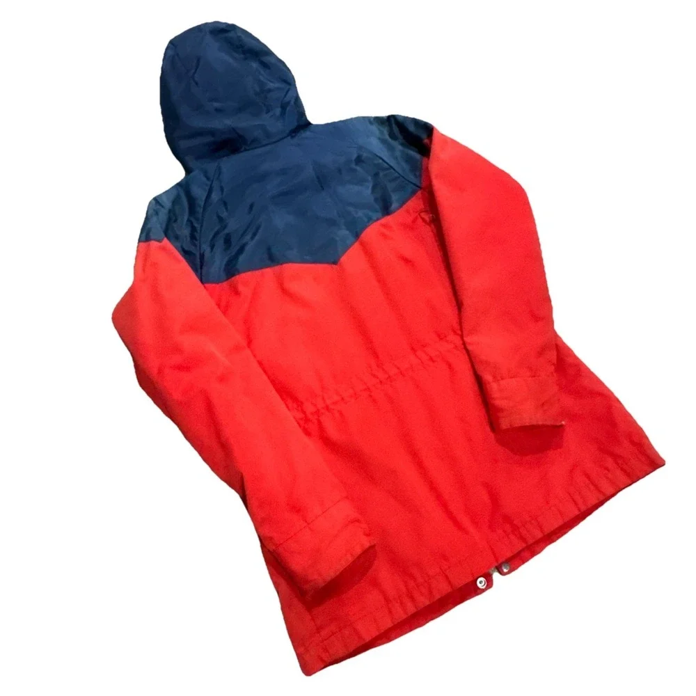 Vintage 1980s Powderhorn Mountaineering Jacket Red Hooded Outdoor Coat Sz Medium